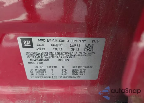 2014 Buick Encore z USA, uszkodzony, nr VIN KL4CJASB5EB689697